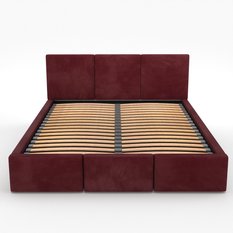 Łóżko tapicerowane do sypialni 180x200x110 cm podwójne z pojemnikiem modne bordowe - Miniaturka zdjęcia nr 13