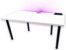 Biurko gamingowe model 3 Top 136x66x36 cm białe led przepust gniazdo usb do pokoju gracza - Miniaturka zdjęcia nr 2