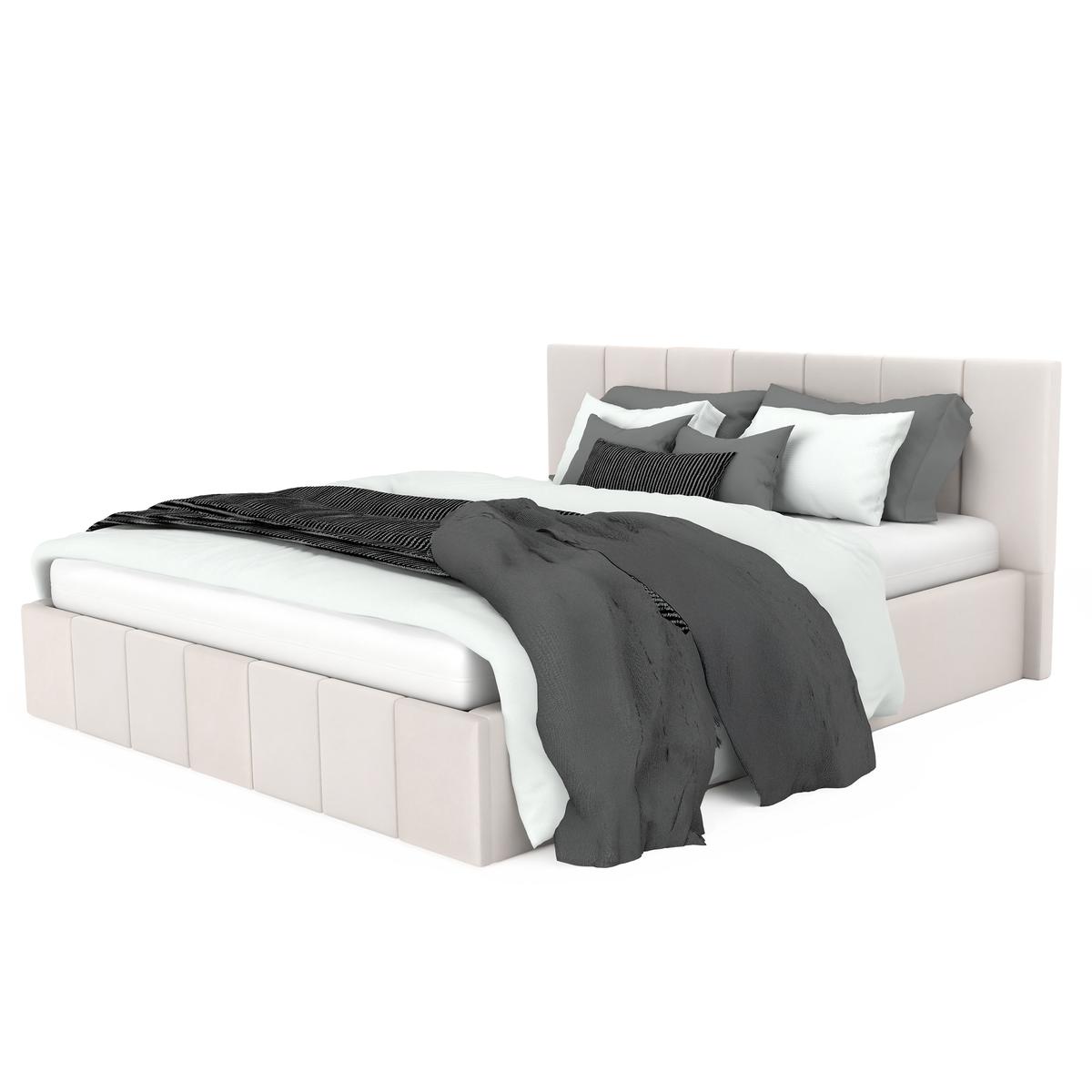 Łóżko tapicerowane 160x200 premium z pojemnikiem do sypialni kremowe wezgłowie 107 cm nr. 8