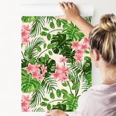 Tapeta W Rolce Egzotyczne LIŚCIE Kwiaty Monstera 53x1000  - Miniaturka zdjęcia nr 8