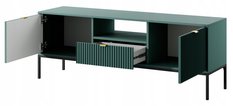 Szafka RTV 154x56x39 cm zielona na czarnych nóżkach system NOVA do salonu  - Miniaturka zdjęcia nr 3