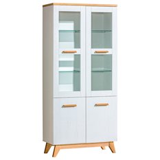 Witryna 85x40x185 cm z czterema drzwiczkami i LED sosna andersen dąb nash do salonu - Miniaturka zdjęcia nr 1
