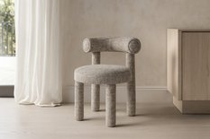 Krzesło tapicerowane LEITH 62x58x80 cm do salonu jadalni szare szenil nowoczesny desing - Miniaturka zdjęcia nr 6