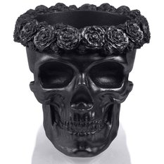 Donica Skull Flowers Black Metallic Poli  9 cm - Miniaturka zdjęcia nr 2