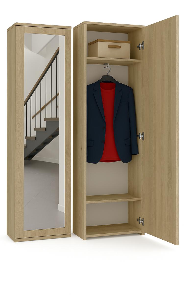 Szafa z lustrem DUO 180x50x35 cm do przedpokoju wąska dąb sonoma nr. 1