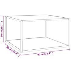  Stolik kawowyy 90x90x50 cm do salonu pokoju dziennego szkło w kolorze biały marmur - Miniaturka zdjęcia nr 5