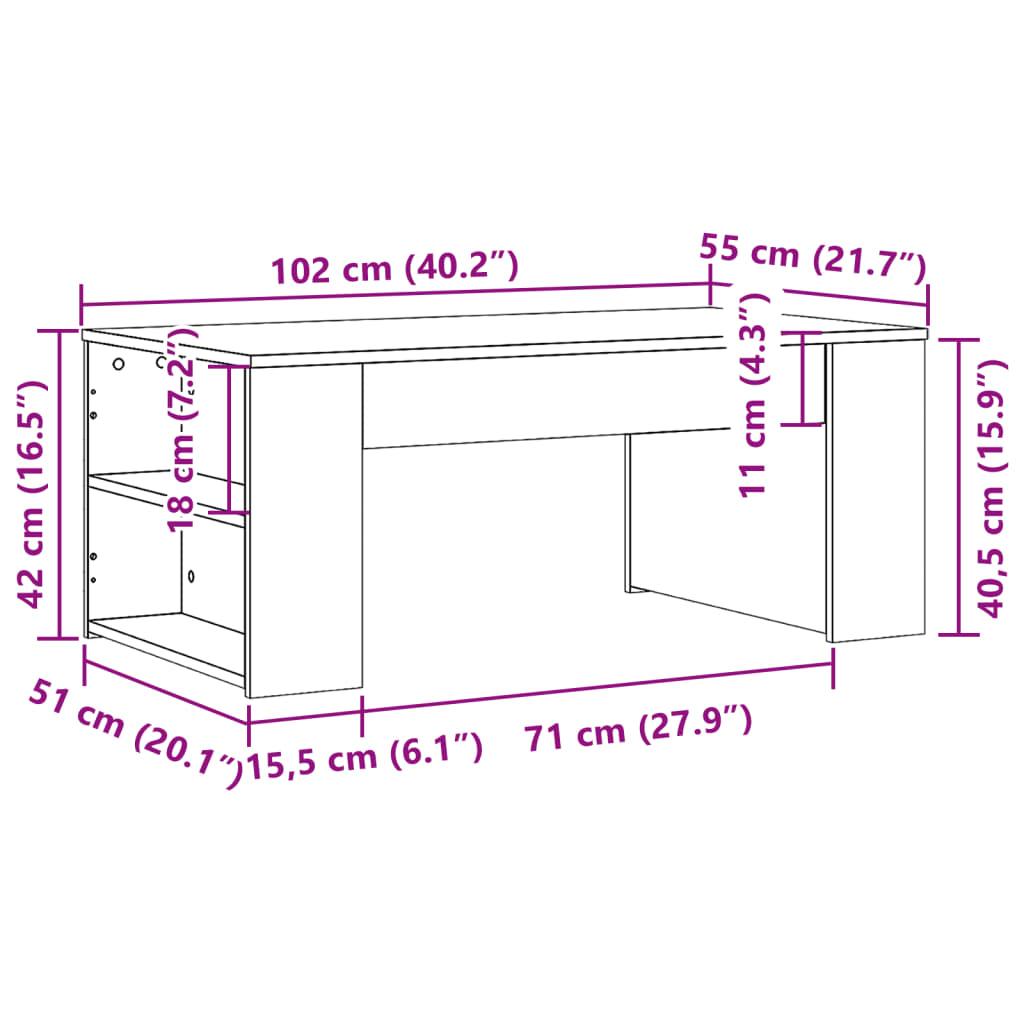  Stolik kawowy 102x55x42 cm z przestronnymi przegrodami dąb sonoma do salonu nr. 9