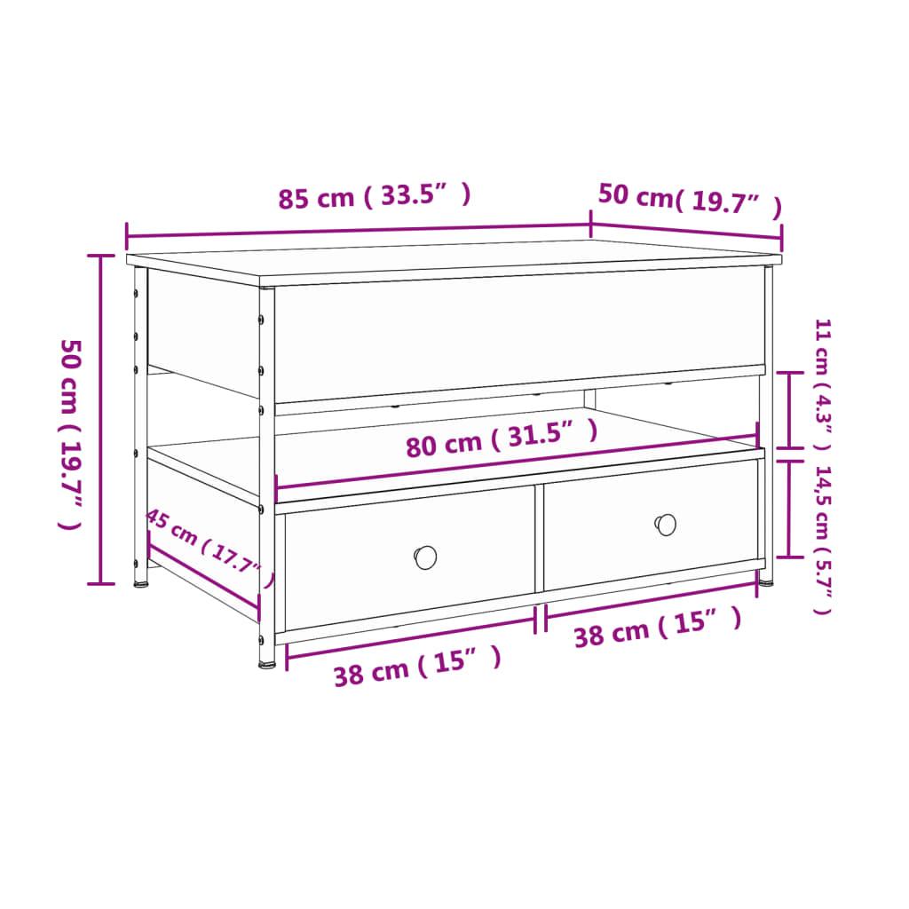 Stolik kawowy 85x50x50 cm z ukrytym schowkiem pod rozkładanym blatem brązowy dąb do salonu nr. 11