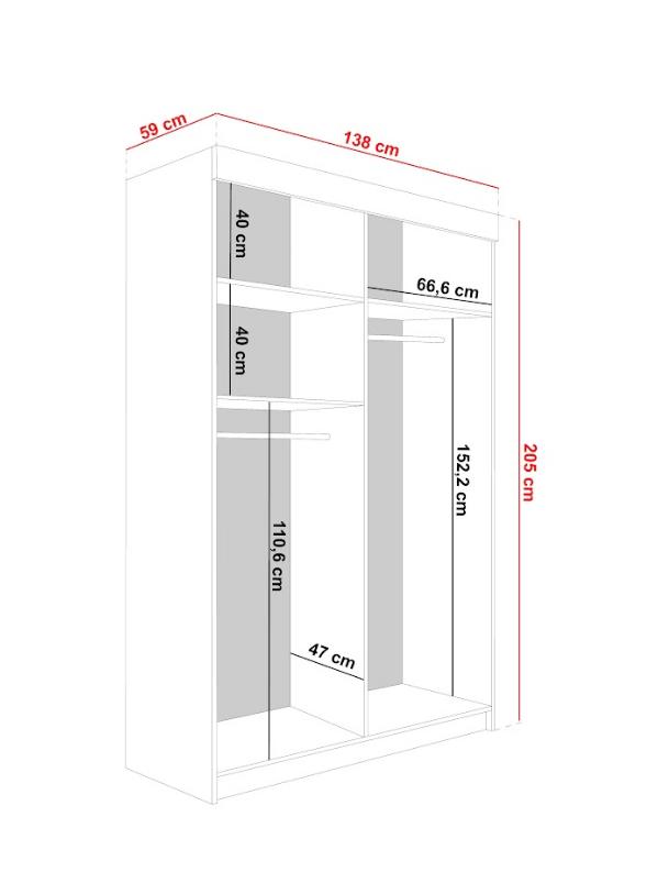 Szafa przesuwna BILL 138x59x205 cm z lustrem do garderoby sypialni antracyt/biała z uchwytem nr. 2
