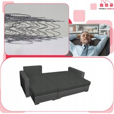 Narożnik FIGO 226x74x140 cm rozkładany z funkcją spania rogówka do salonu szary - Miniaturka zdjęcia nr 5