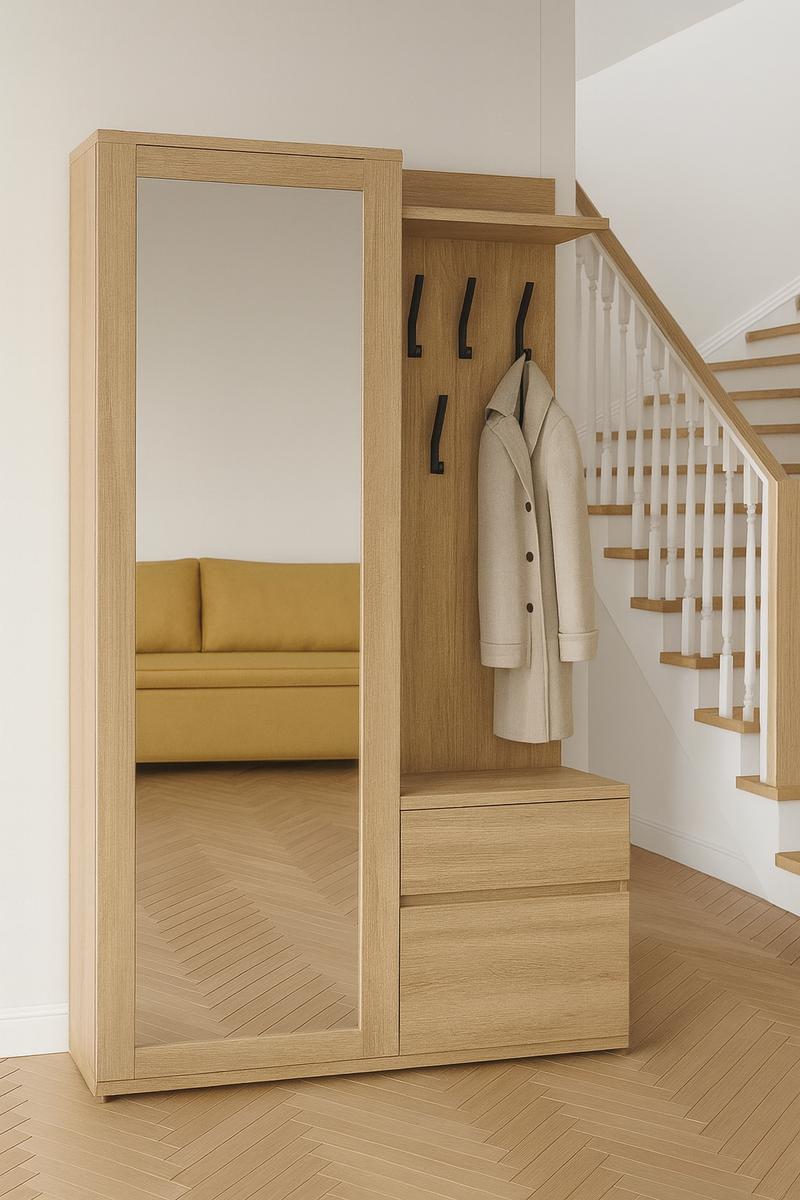 Garderoba do przedpokoju DUO 180x95x35 cm z lustrem wieszakami szafka na buty dąb sonoma nr. 3