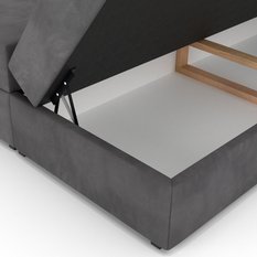 Łóżko kontynentalne 160x200x113 cm tapicerowane podwójne z materacem grafitowe - Miniaturka zdjęcia nr 13