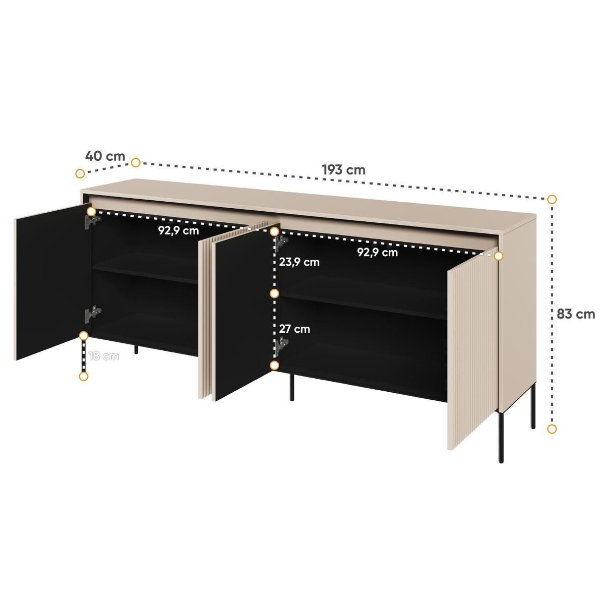 Komoda Trend 193 cm do sypialni salonu przedpokoju beż piaskowy nr. 4