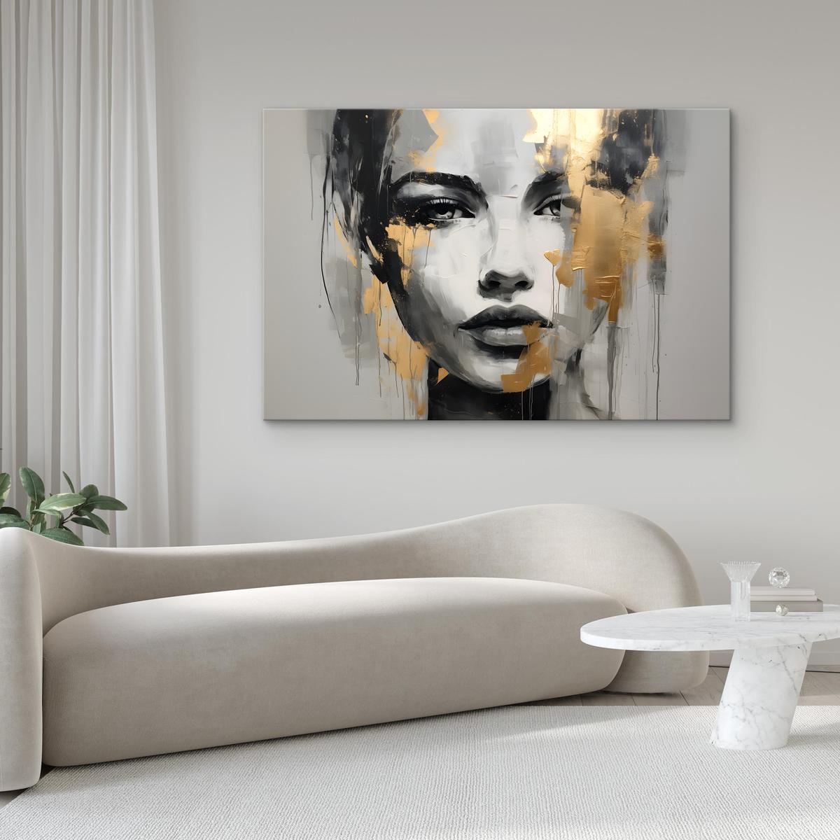 Obraz Do Salonu Abstrakcja ZŁOTY Portret Kobiety Styl Glamour Loft 120x80cm nr. 8