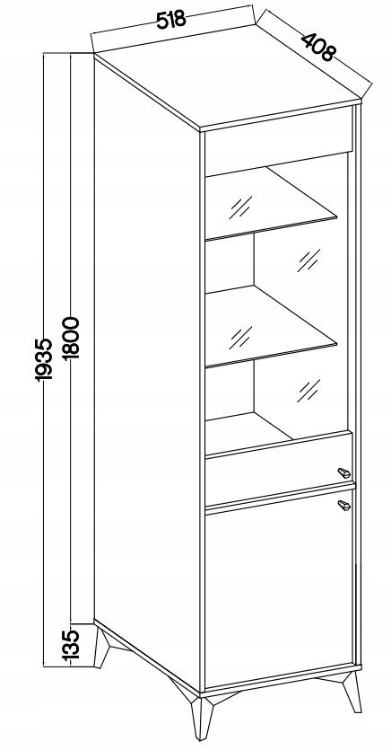 Zielona witryna AVILA 190 cm wysoka metalowe czarne nogi uchwyty salon  nr. 3