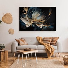 OBRAZ NA PŁÓTNIE DO SALONU KWIATY STYL GLAMOUR ABSTRAKCJA AKWARELE 120x80cm - Miniaturka zdjęcia nr 3