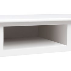  Biurko 108x45x76 cm z 2 szufladami i półką białe lite drewno paulowni do salonu lub pokoju czy biura - Miniaturka zdjęcia nr 8