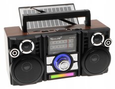 Radio przenośne 23,5 x 11 x 10 cm  z funkcją bluetooth   USB ładowany solarnie brązowe - Miniaturka zdjęcia nr 1