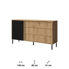 Komoda Mia 1D3S 145 cm do salonu sypialni dąb - Miniaturka zdjęcia nr 2