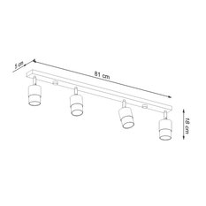 Plafon NERO 4 czarny/złoty 18x5x81cm nowoczesna lampa GU10 do salonu  - Miniaturka zdjęcia nr 4