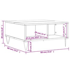 Stolik kawowy 60x60x30 cm z przestronnymi półkami biały do salonu - Miniaturka zdjęcia nr 8