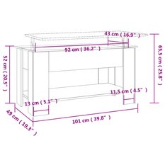 Stolik kawowy 101x49x52 cm z praktyczną półką betonowa szarość do salonu - Miniaturka zdjęcia nr 9