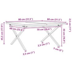 Stolik kawowy 80x80x45,5 cm nogi w kształcie litery X lite drewno do salonu - Miniaturka zdjęcia nr 10