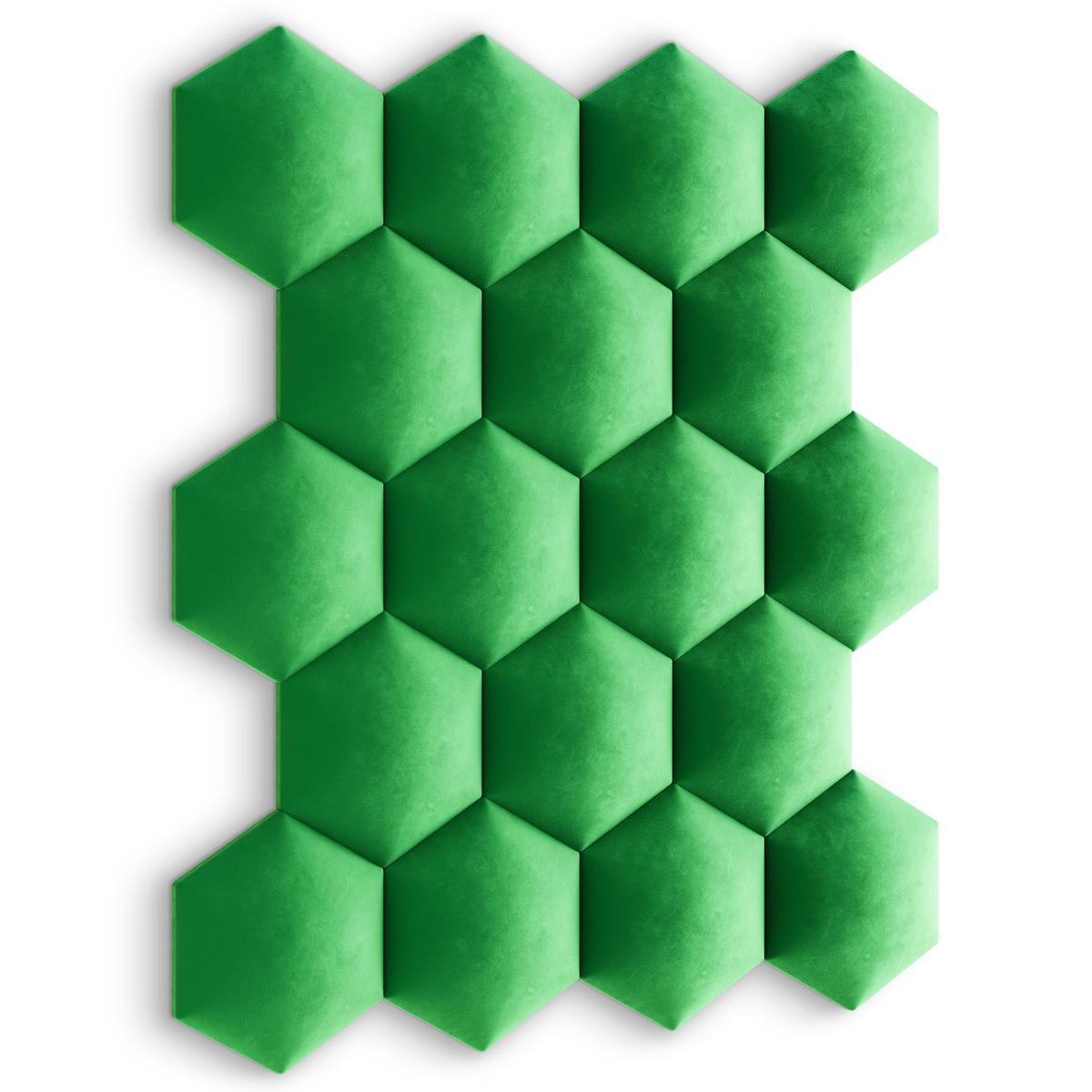 Panele tapicerowane 26x30 cm hexagon magic velvet zielony nr. 6