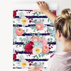 Tapeta Do Salonu PIWONIE Róże Kwiaty Paski Natura  - Miniaturka zdjęcia nr 5