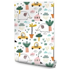 Tapeta Dla Dzieci SŁONIE Auta Styl Skandynawski 53x1000  - Miniaturka zdjęcia nr 1