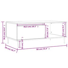 Stolik kawowy 90x50x36,5 cm z praktyczną szufladą dąb sonoma do salonu - Miniaturka zdjęcia nr 12