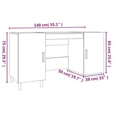 Biurko 140x50x75cm z szafkami czarne do biura lub gabinetu - Miniaturka zdjęcia nr 9