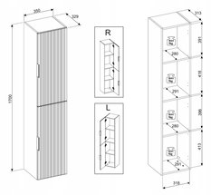 Szafka BELLA 35 cm do łazienki wisząca słupek kaszmirowa - Miniaturka zdjęcia nr 5