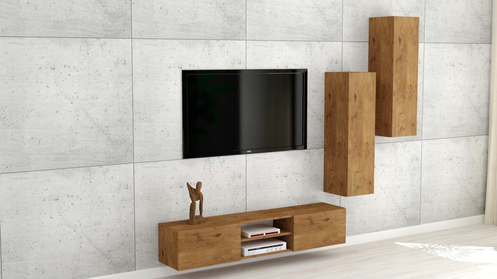 Szafka loft RTV 120/3 dąb lancelot + biały połysk nr. 7