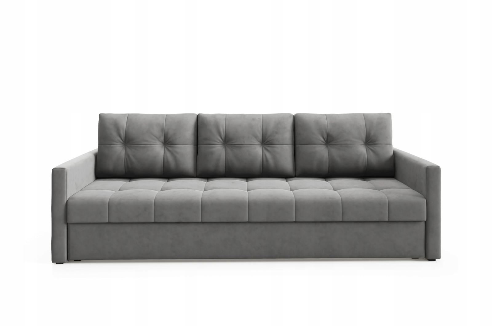 Kanapa IVIO 230x87x86 cm sofa z funkcją spania rozkładana velvet welur ciemnoszara do salonu nr. 3