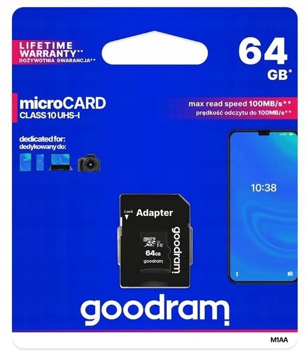 Pendrive karta pamięci goodram microcard 64GB adapter sd