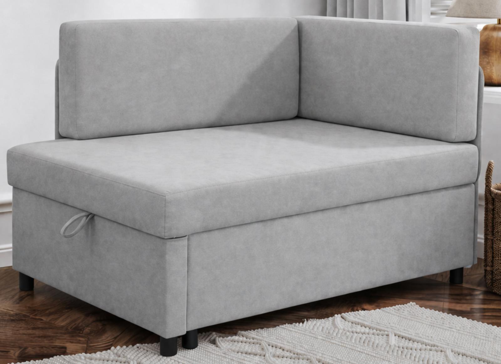 Sofa Viluś 106x75x80 cm szary rozkładana sofa narożna jednoosobowa z funkcją spania i pojemnikiem na pościel nr. 3