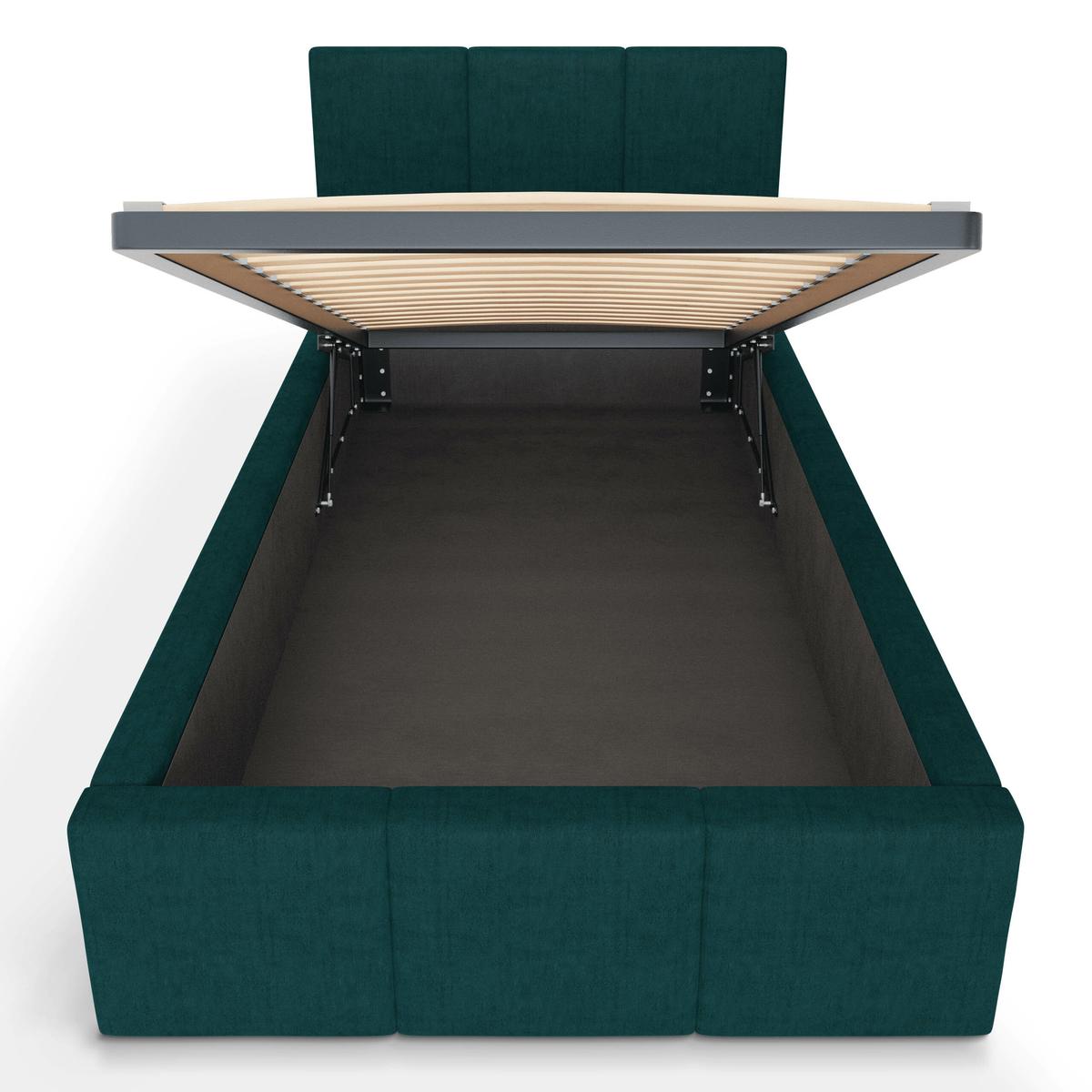 Łóżko Pojedyncze 90x200cm łóżko tapicerowane z pojemnikiem turkusowe do sypialni wezgłowie 100 cm nr. 9