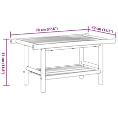 Stolik kawowy 70x40x35 cm z praktyczna półką bambusowy do salonu lub na balkon - Miniaturka zdjęcia nr 8