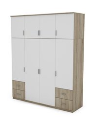 Duża szafa 4-drzwiowa z szufladami do sypialni Biały/Sonoma Jasna 200x242x60cm