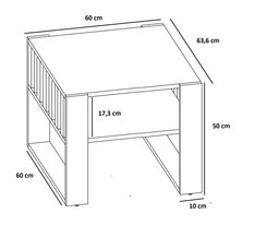 Stolik kawowy 63,6x60x50 cm Iga elegancki z praktyczną półką dąb biały i czarny do salonu - Miniaturka zdjęcia nr 3