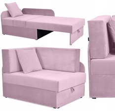 Sofa rozkładana DENIS 80x180 cm różowa z pojemnikiem na pościel narożnik tapczan kanapa dla dziecka