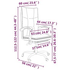 Fotel obrotowy 63x56x122 cm biurowy z regulacją wysokości czarny sztuczna skóra krzesło do biura lub pokoju czy gabinetu - Miniaturka zdjęcia nr 11