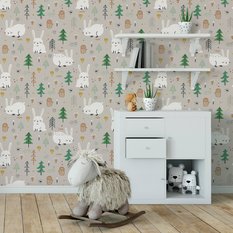 Tapeta Dziecięca KRÓLICZKI Zwierzęta Drzewa Las  - Miniaturka zdjęcia nr 5