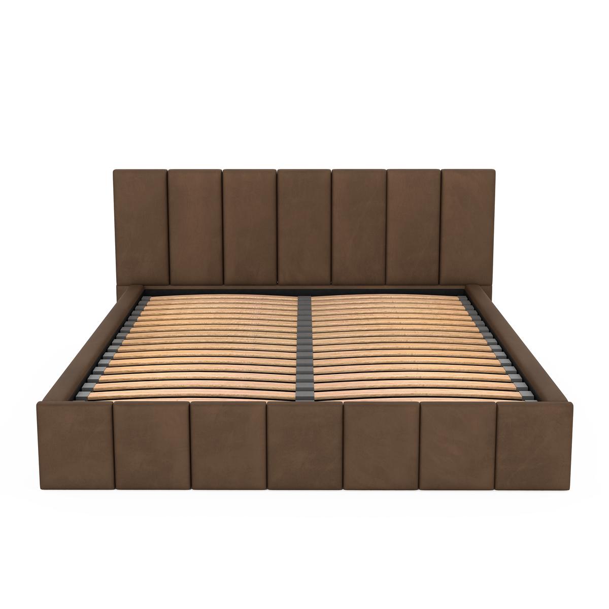 Łóżko tapicerowane 160x200 premium z pojemnikiem do sypialni brązowe wezgłowie 107 cm nr. 16