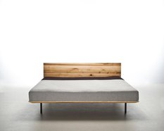 Łóżko MODO 140x200 elegancka modna rama z litego drewna olchowego z tapicerowanym zagłówkiem