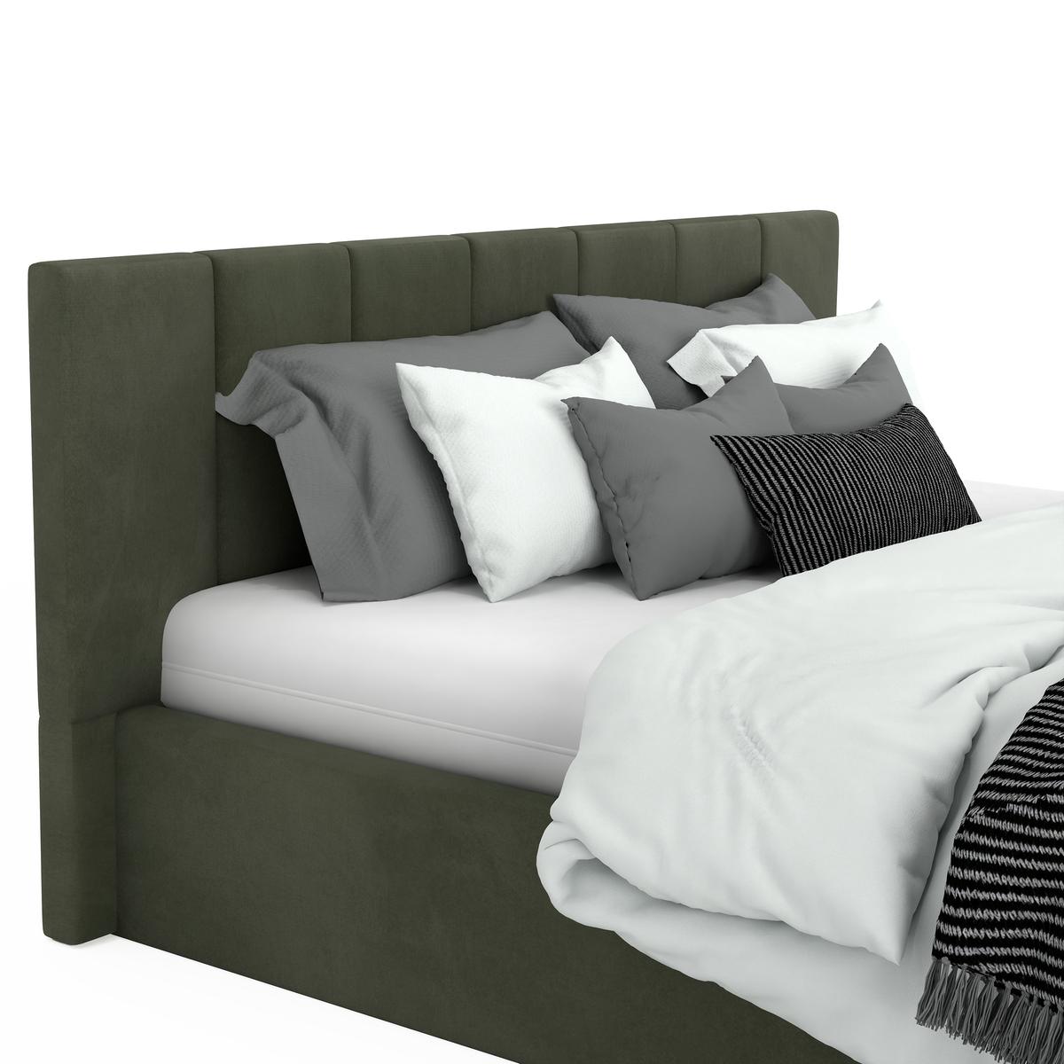 Łóżko tapicerowane 160x200 premium z pojemnikiem do sypialni khaki wezgłowie 107 cm nr. 10