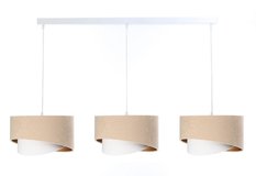 Lampa 114x88x86 cm do salonu sypialni na listwie z 3 asymetrycznymi abażurkami beżowo-biało złota - Miniaturka zdjęcia nr 2