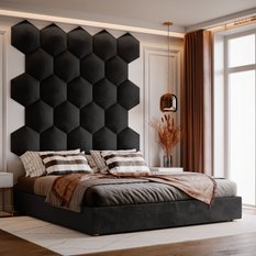 Panele tapicerowane 35x40 hexagon magic velvet czarny - Miniaturka zdjęcia nr 3