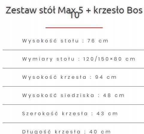 Zestaw do jadalni stół MAX 120/150x80 cm rozkładany + 6 krzesła BOS szare siedzenie biały blat brązowy nr. 4